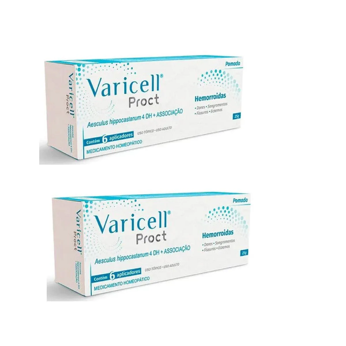 KIT 02 VARICELL PROCT POMADA 25G COM 6 APLICADORES - FQM