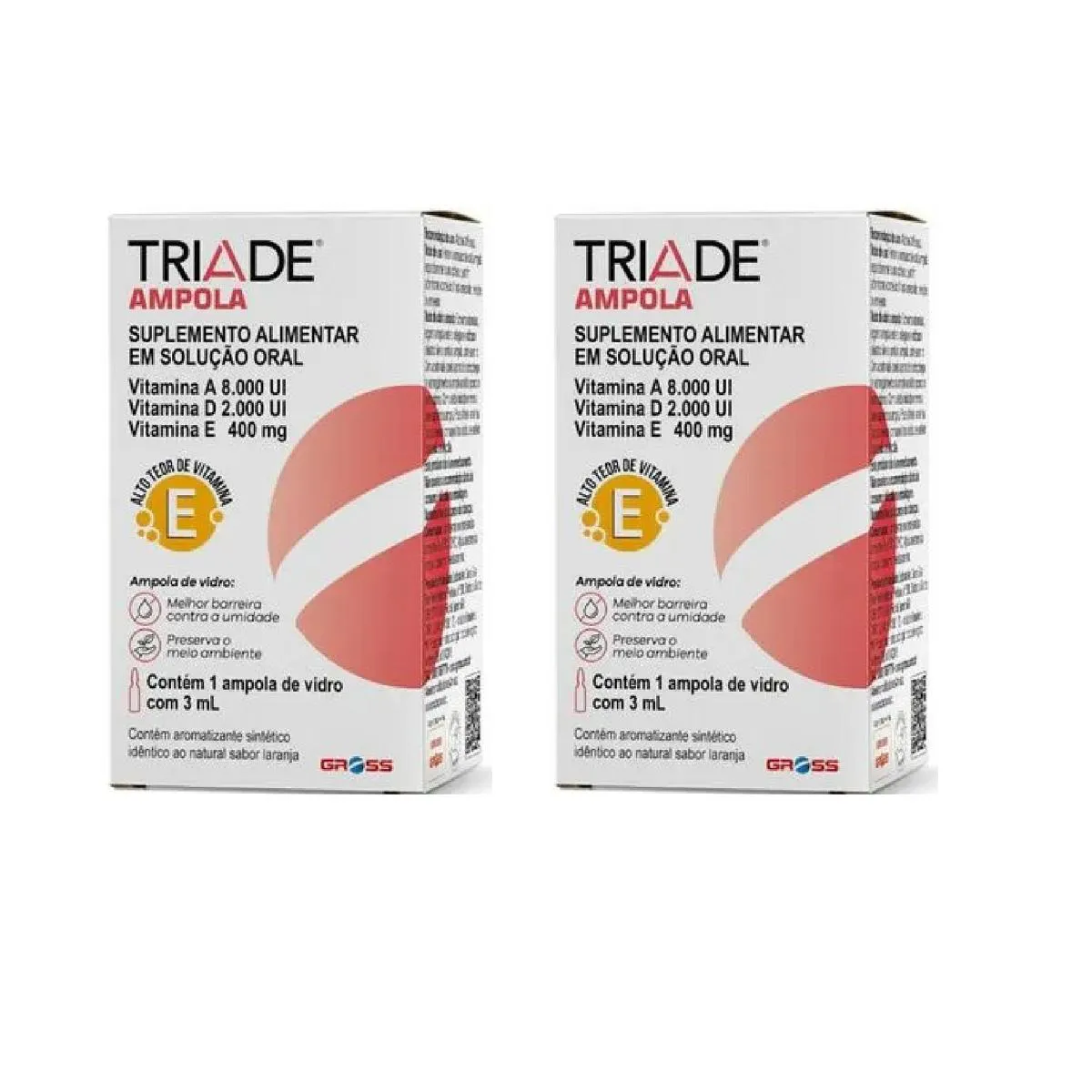 KIT 2 SUPLEMENTO TRIADE 1 AMPOLA DE 3ML SABOR LARANJA -GROSS
