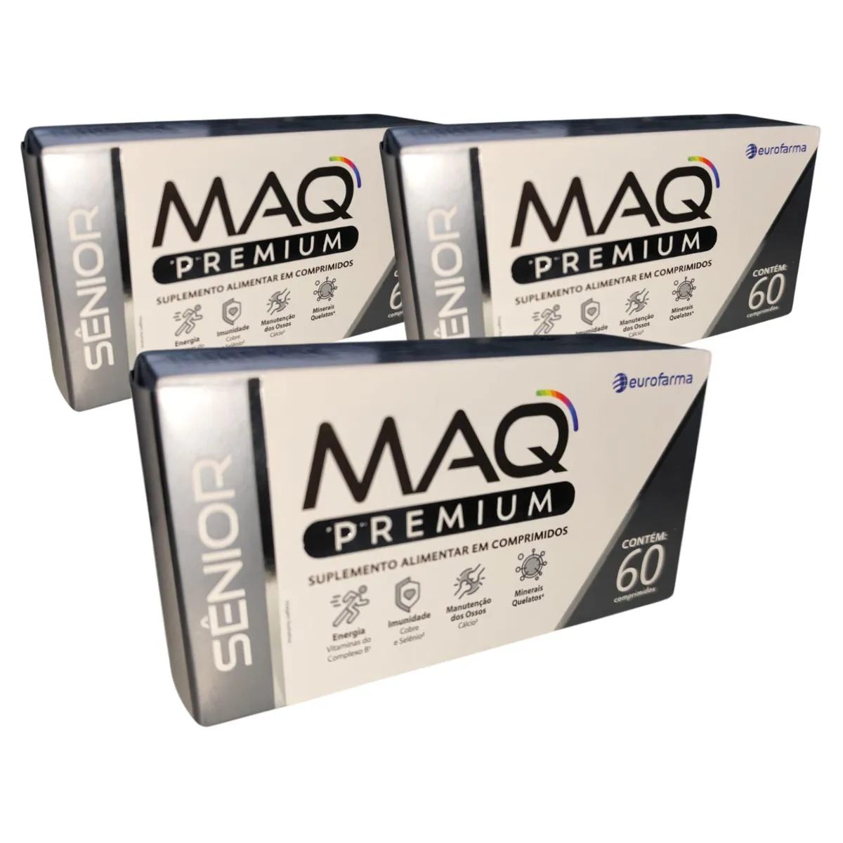 KIT 3 VITAMINA MAQ SêNIOR PREMIUM 60 CPR – EUROFARMA