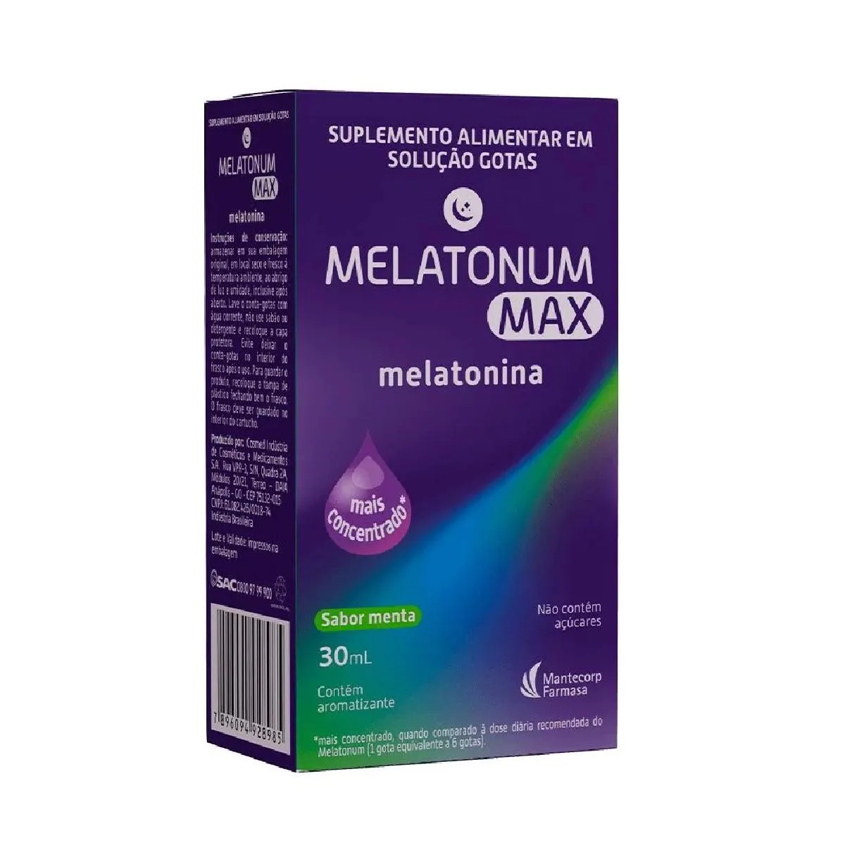 MELATONUM MAX MELATONINA SABOR MENTA 30ML - MANTECORP
