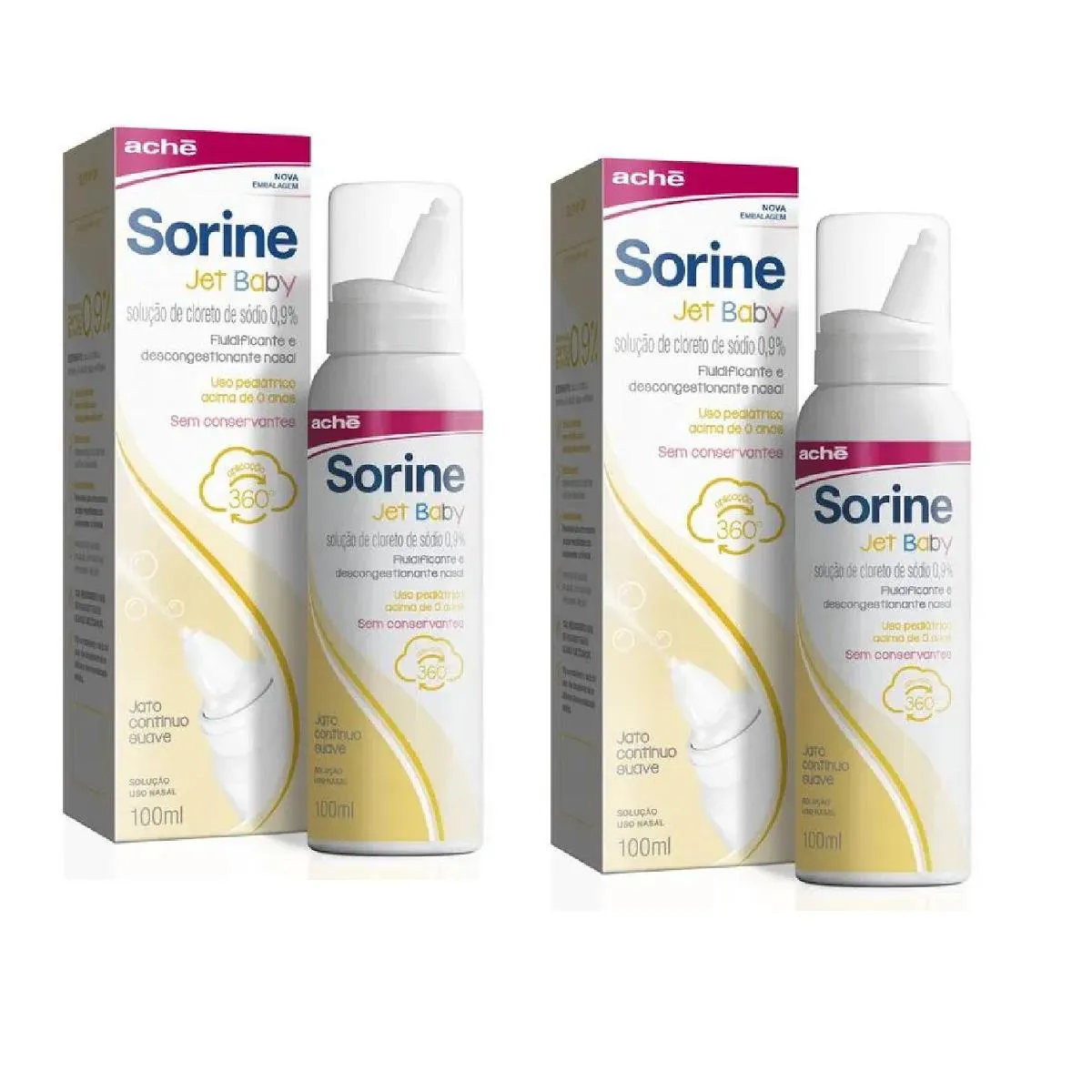 KIT 02 SORINE JET BABY 0,9% JATO CONTINUO LEVE 100ML - ACHE