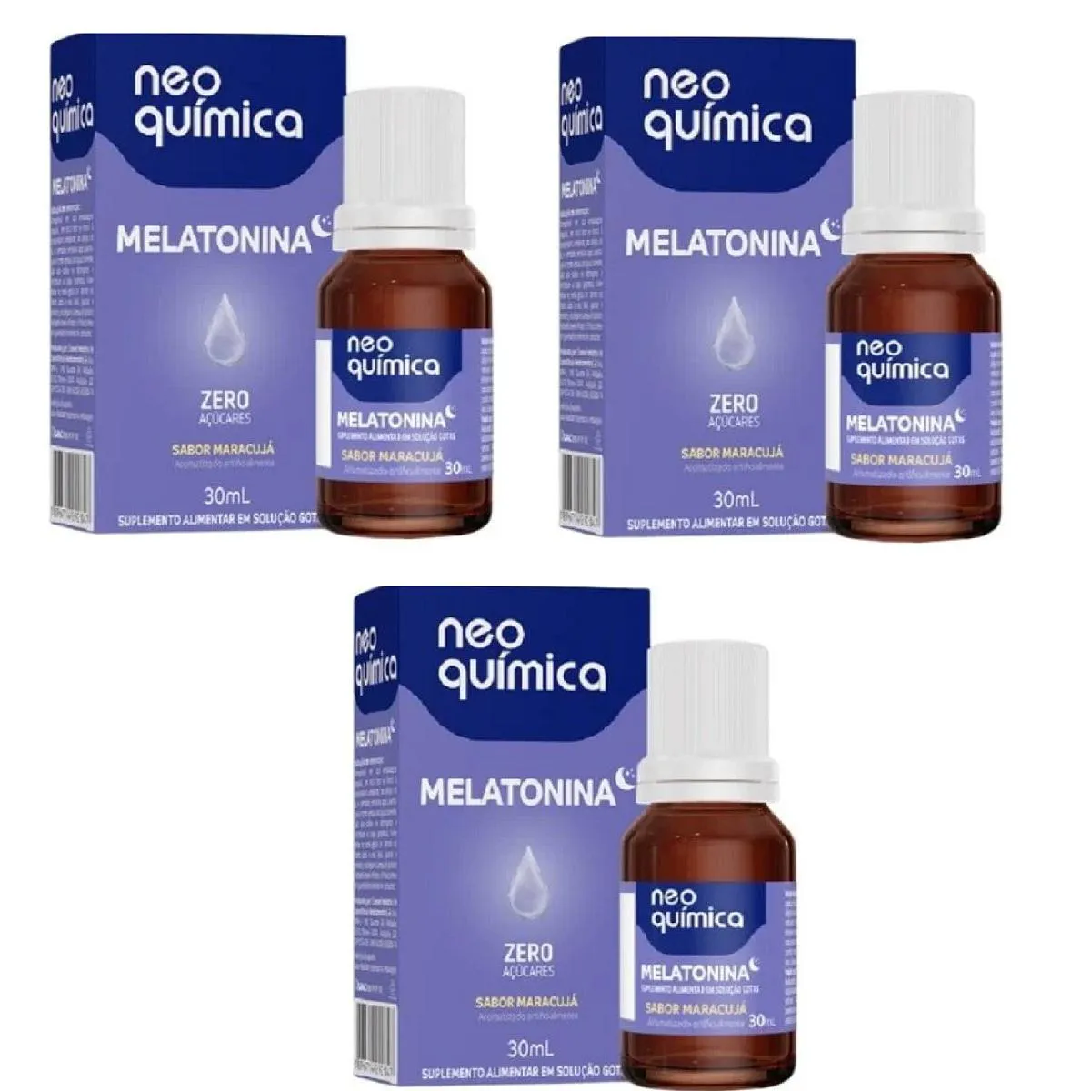 KIT 03 MELATONINA EM GOTAS 30ML MARACUJá - NEO QUIMICA