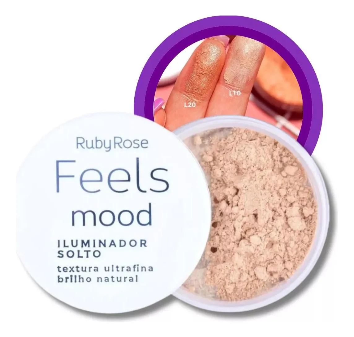 Pó ILUMINADOR SOLTO BRILHO NATURAL FEELS MOOD L10 RUBY ROSE 7G
