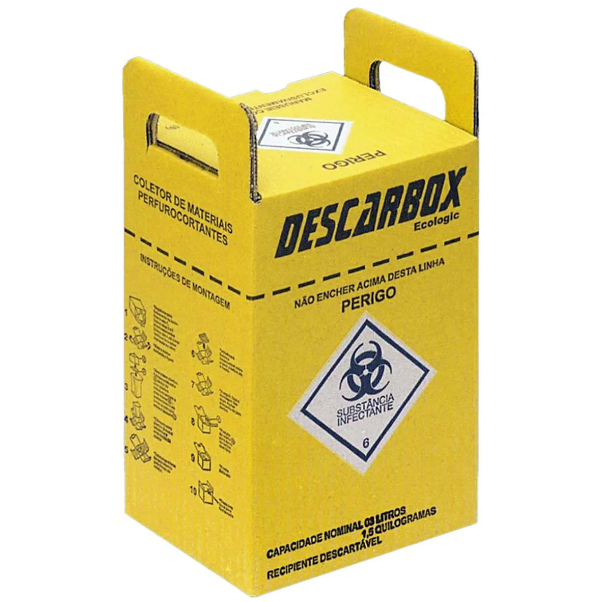 COLETOR DE MATERIAL PERFUROCORTANTE PREMIUM DESCARBOX 1.5L - UNIDADE