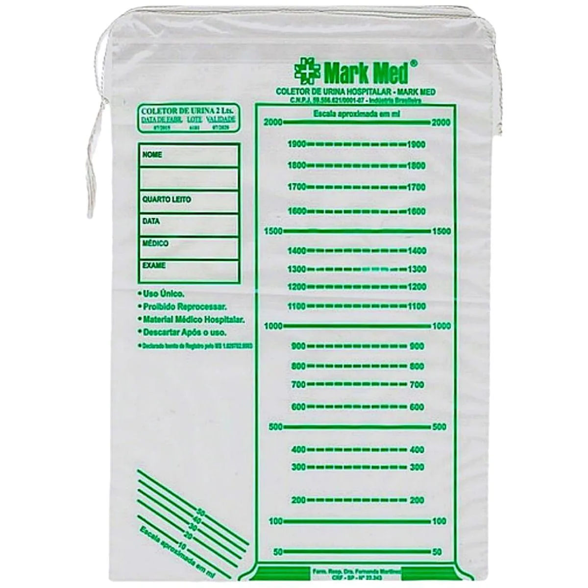 COLETOR DE URINA 2000ML MARKMED - UNIDADE
