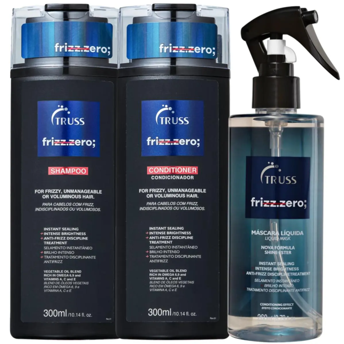 KIT TRUSS FRIZZ ZERO SHAMPOO+ CONDICIONADOR 300ML+ LEAVE-IN