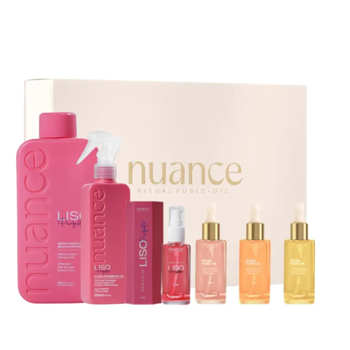 KIT 3 ÓLEOS MáSCARA SPRAY SéRUM NUTRIçãO CAPILAR LISO NUANCE