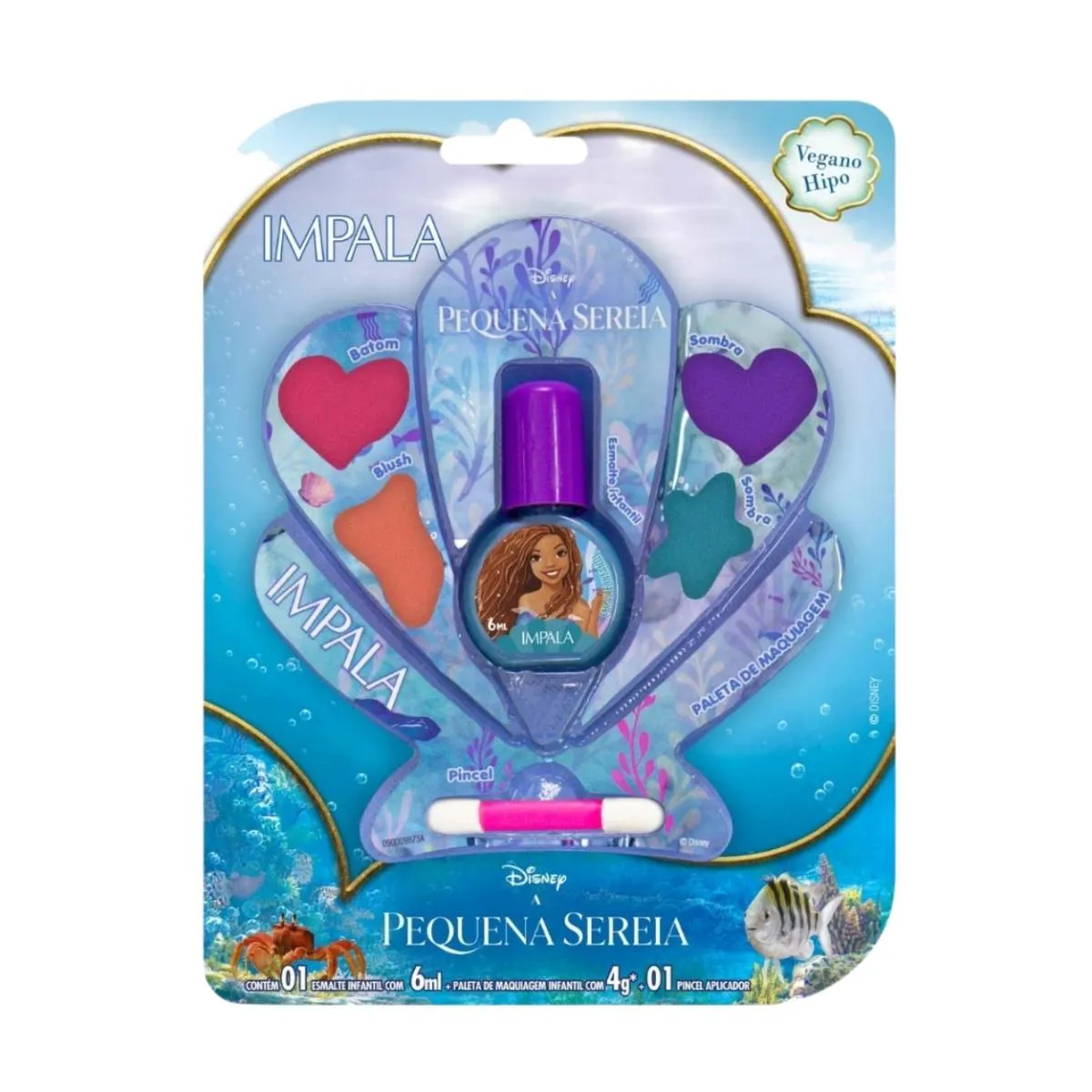 KIT ESMALTE E MAQUIAGEM A PEQUENA SEREIA DISNEY KIDS IMPALA