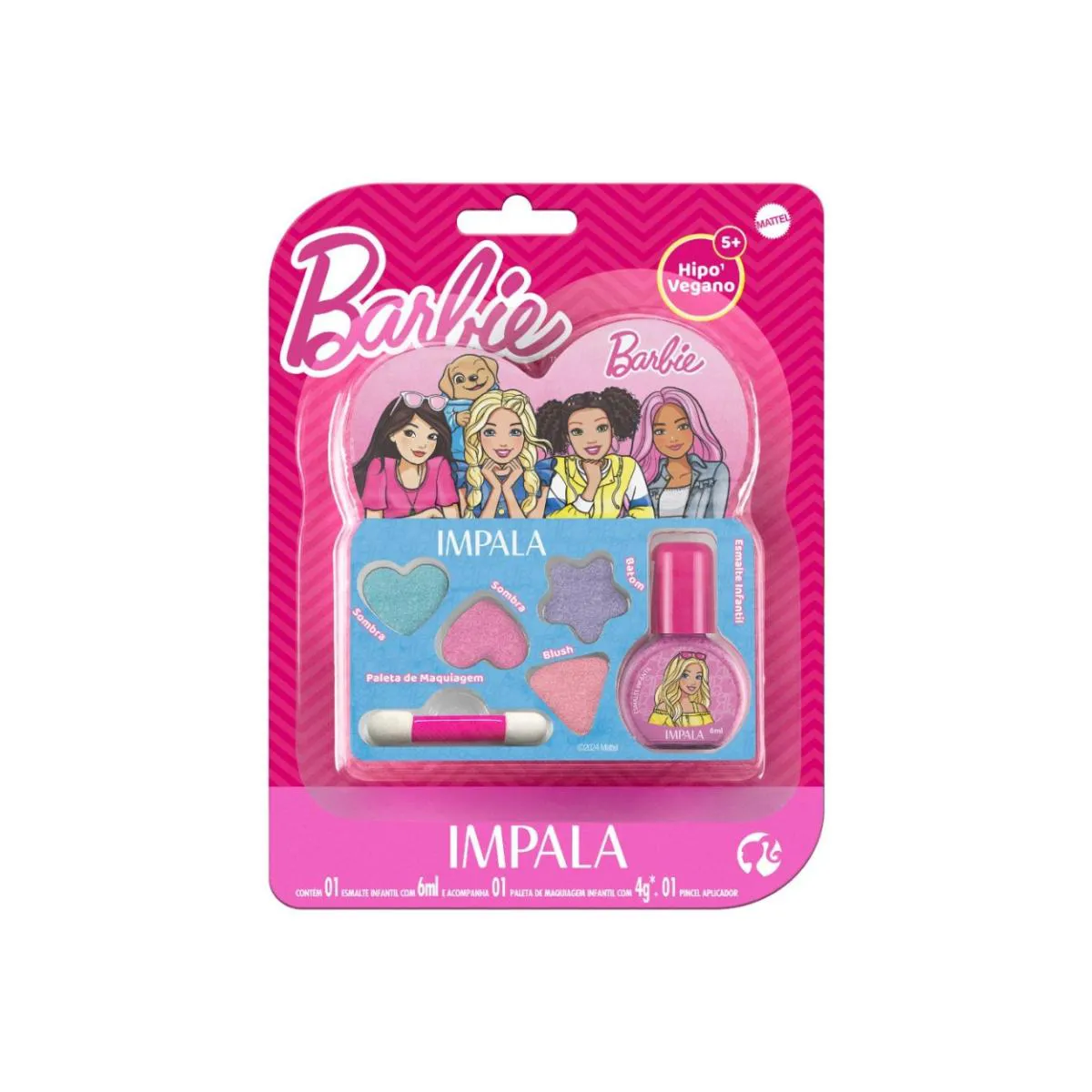 KIT ESMALTE PALETA MAQUIAGEM KIDS BARBIE INFANTIL IMPALA