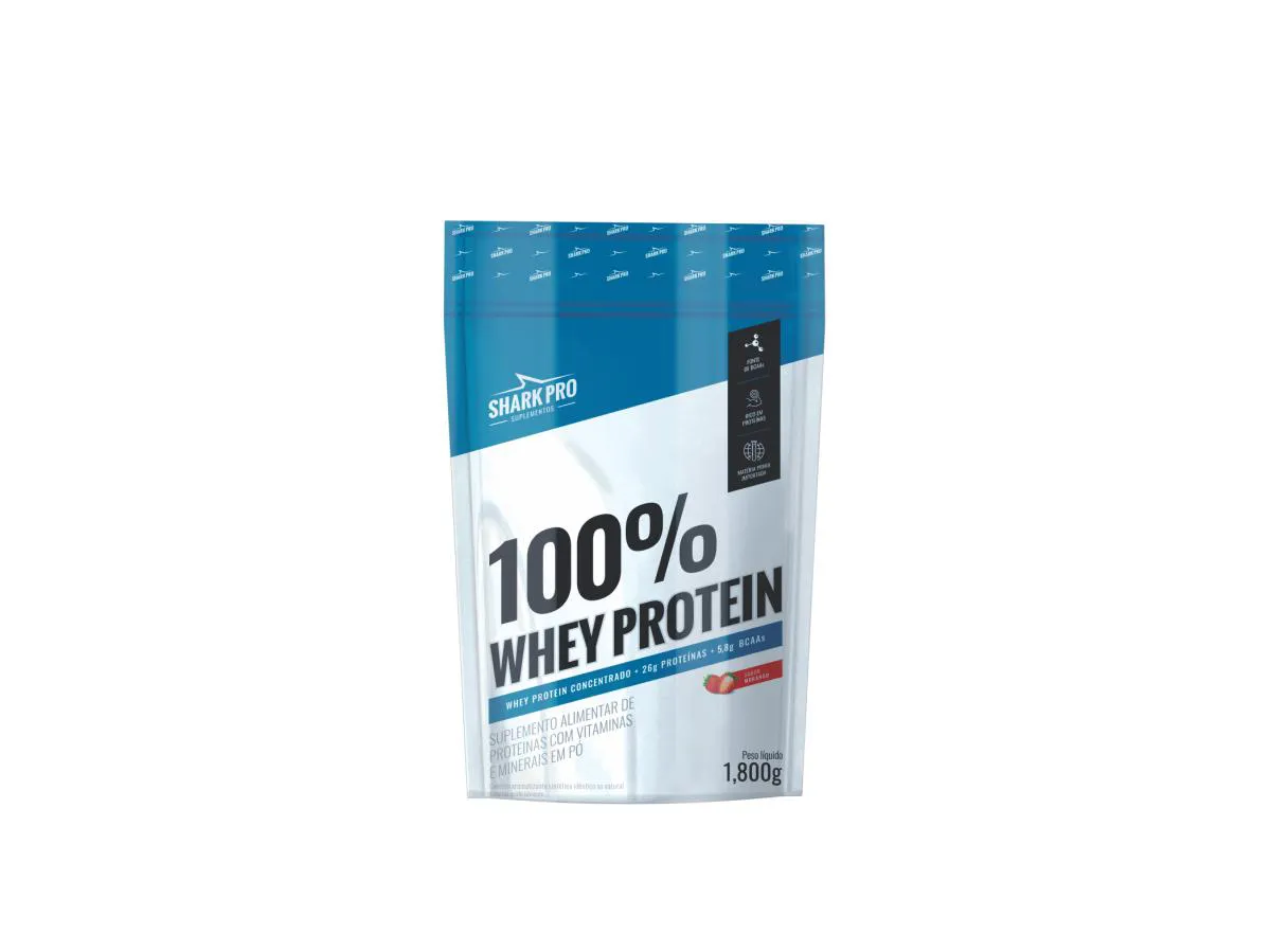 100% WHEY PROTEIN - WPC WHEY PROTEIN POTE 1,8 KG SABOR MORANGO