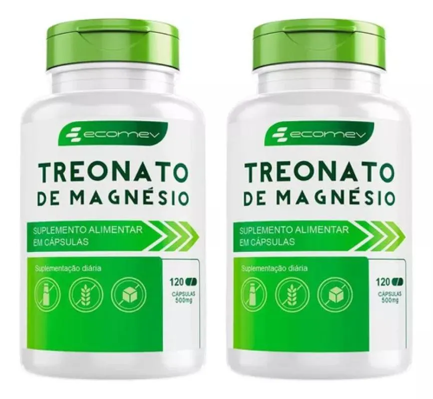 2X MAGNéSIO TREONATO 500MG 120 CáPSULAS ECOMEV