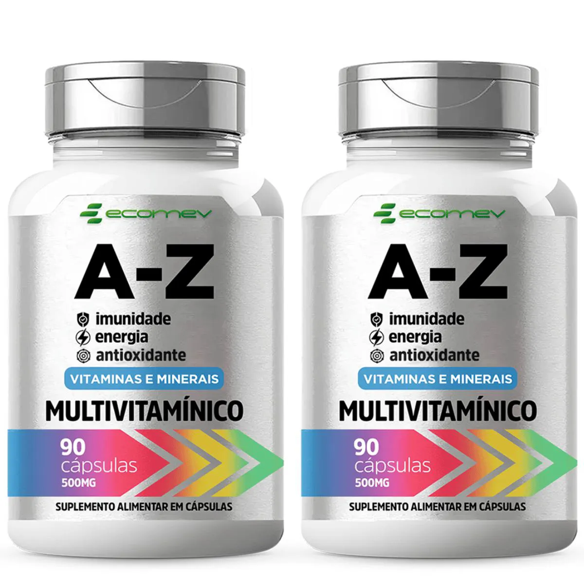 2X MULTIVITAMíNICO A-Z COMPLETO 22 VITAMINAS E MINERAIS 90 CAPSULAS - ECOMEV