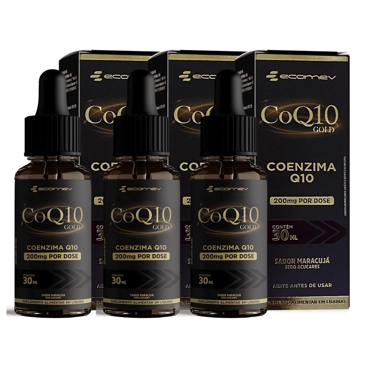 3X COENZIMA Q10 GOTAS SUBINGUAL 200MG 30ML ECOMEV