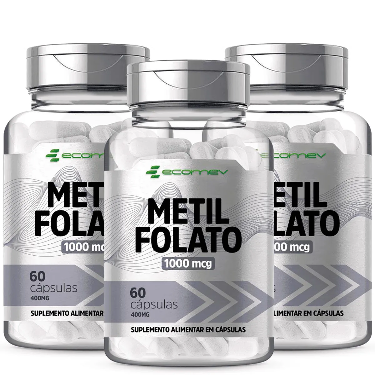 3X METILFOLATO ACIDO FOLICO ATIVO 1000MCG 60 CAPSULAS ECOMEV