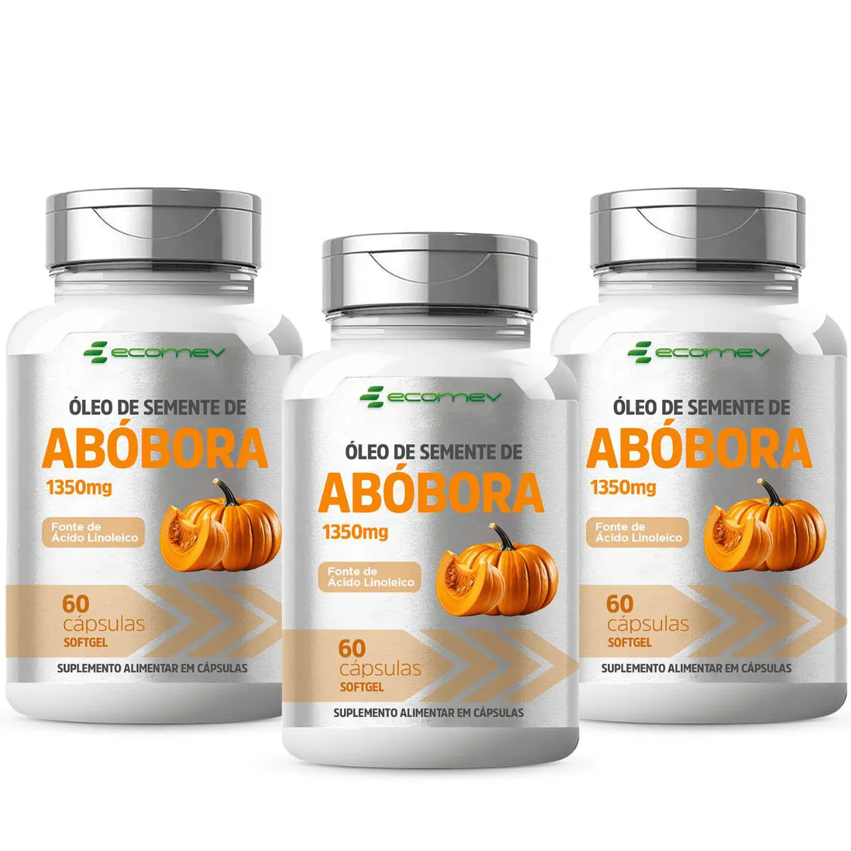 3X ÓLEO DE SEMENTE DE ABOBORA 1350MG 60 CáPSULAS ECOMEV