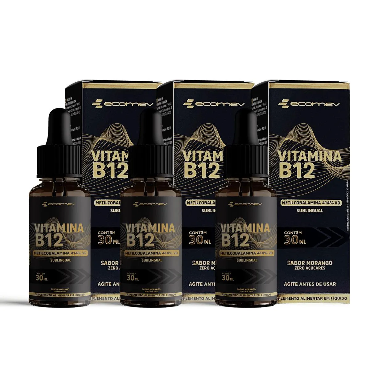 3X VITAMINA B12 METILCOBALAMINA GOTAS SUBINGUAL 30ML ECOMEV