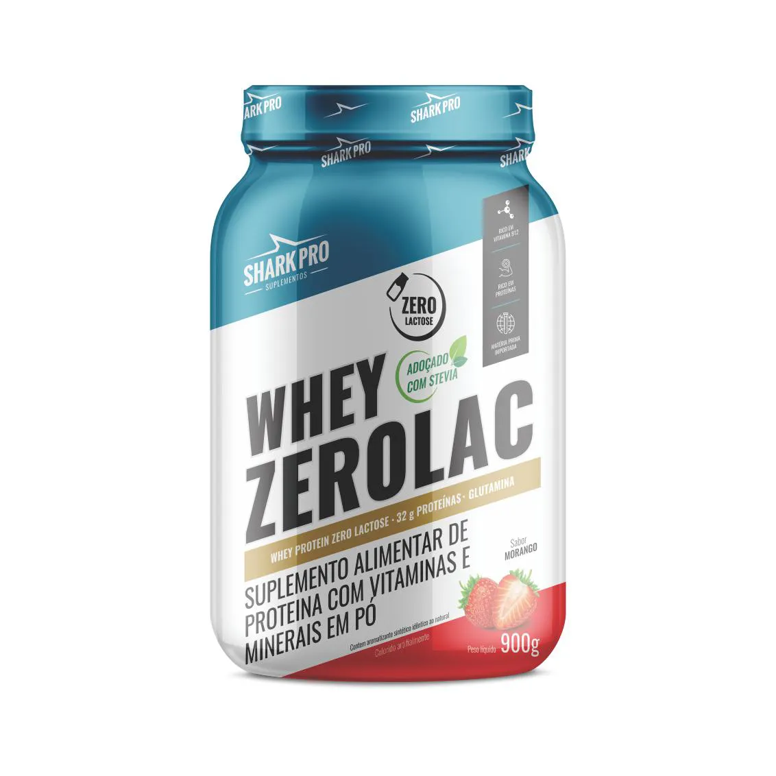 100% WHEY ZEROLAC MORANGO 900G