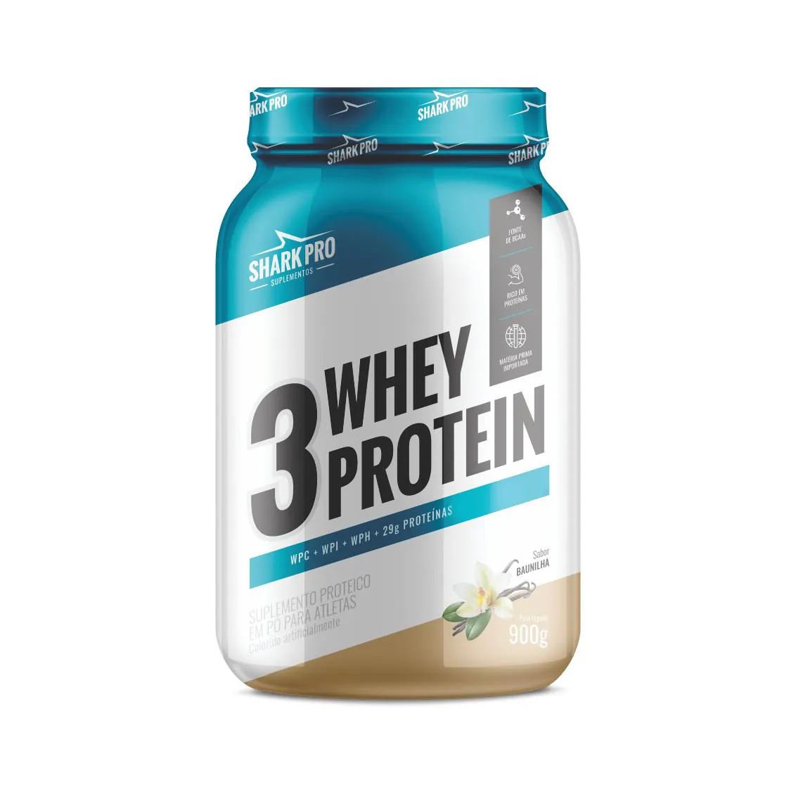 3W WHEY PROTEIN - POTE 900G SABOR BAUNILHA