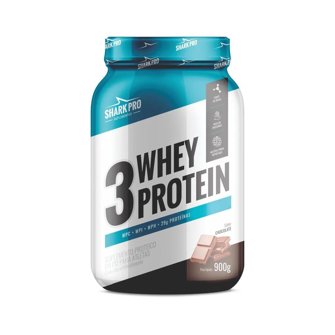 3W WHEY PROTEIN - POTE 900G SABOR CHOCOLATE