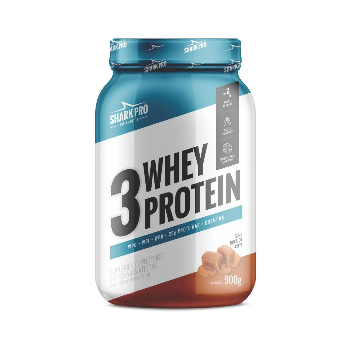 3W WHEY PROTEIN - POTE 900G SABOR DOCE DE LEITE