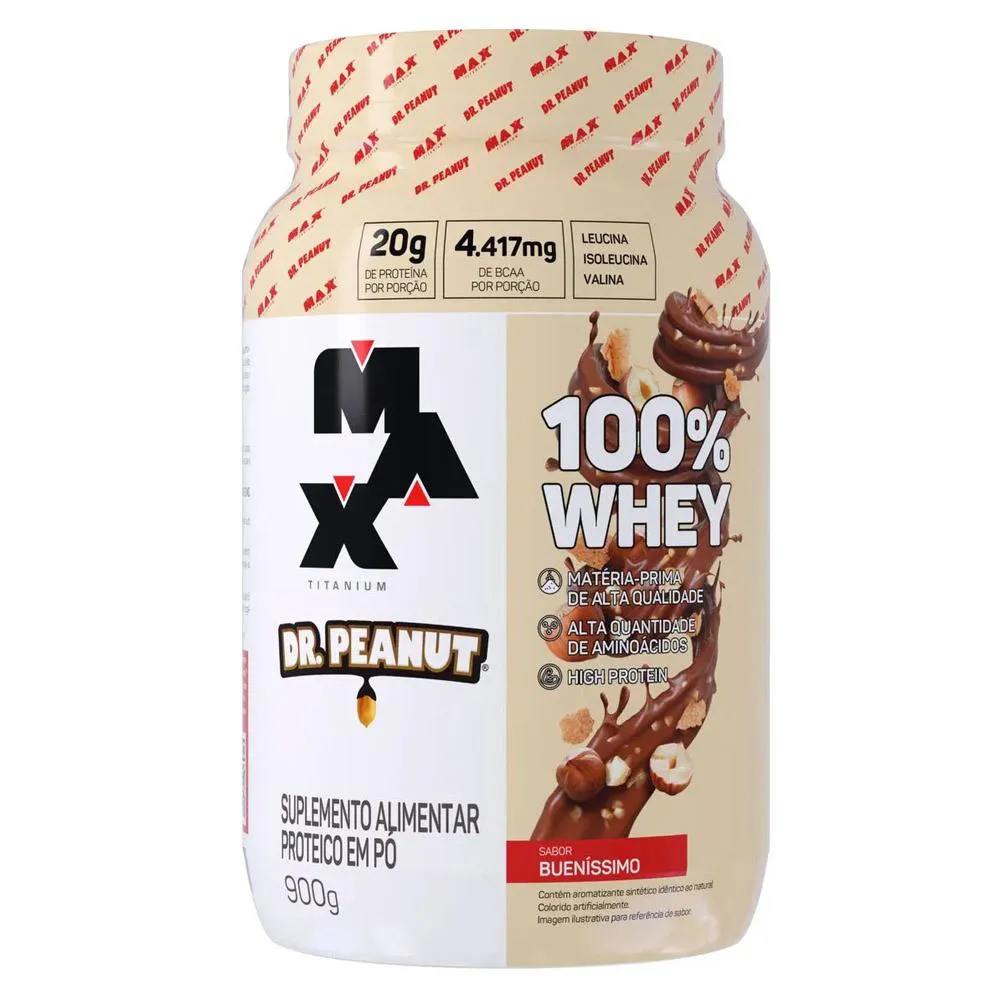 WHEY 100% PROTEIN DR. PEANUT POTE 900G - MAX TITANIUM Bueníssimo
