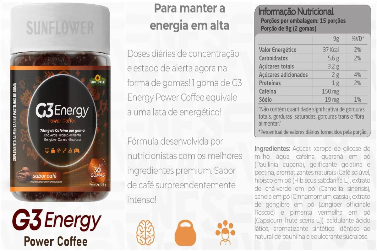 G3 POWER COFFEE 30 GOMAS 135G SUNFLOWER