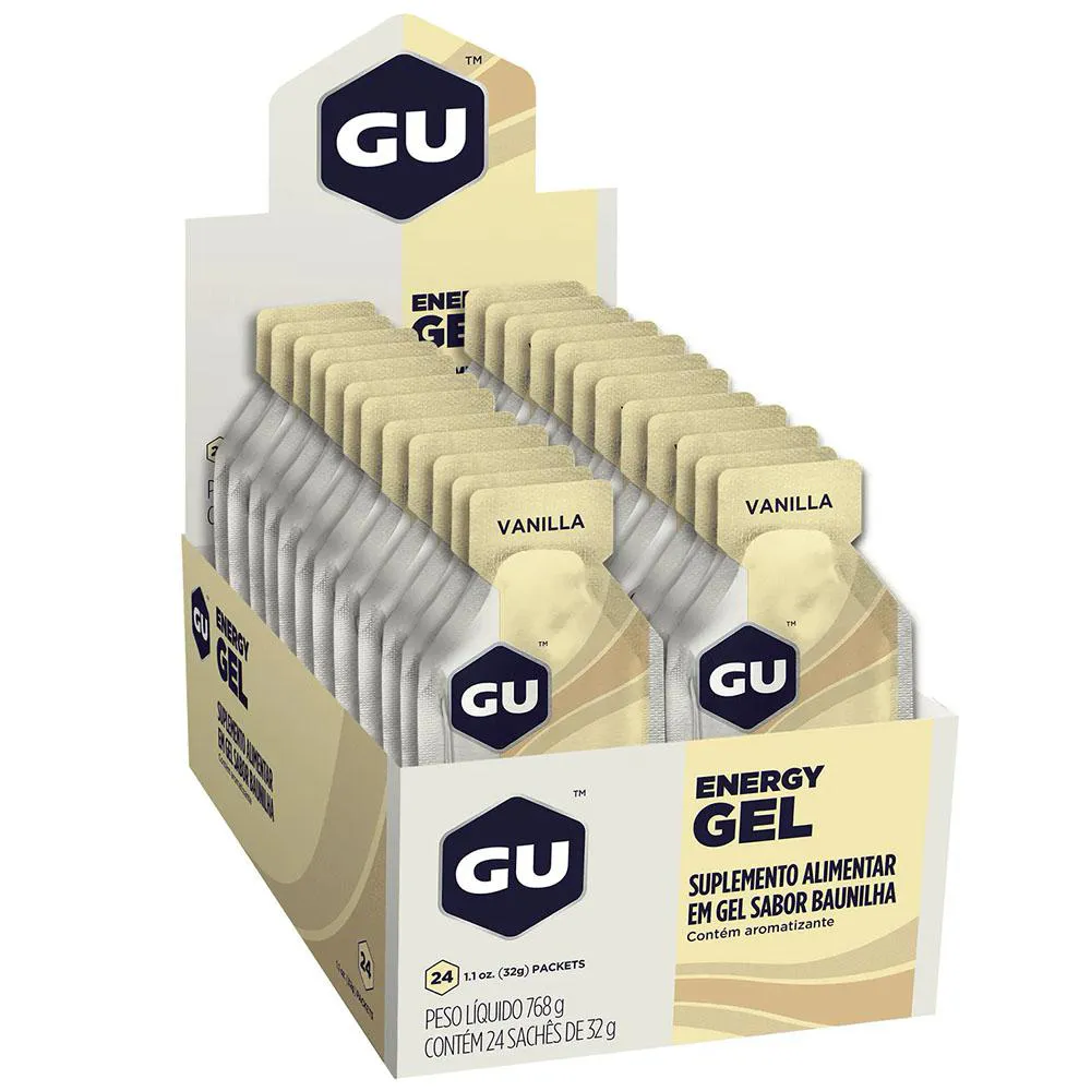 GU ENERGY GEL CAIXA  COM 24 SACHÊS - BAUNILHA C/ CAFEÍNA