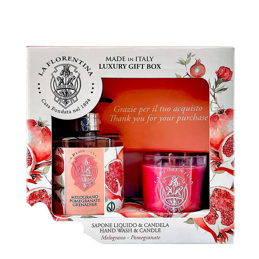 KIT LA FLORENTINA BELL RELAX POMEGRANATE - GEL DE BANHO 200ML + SABONETE 106G + CREME P/ MãOS 75ML