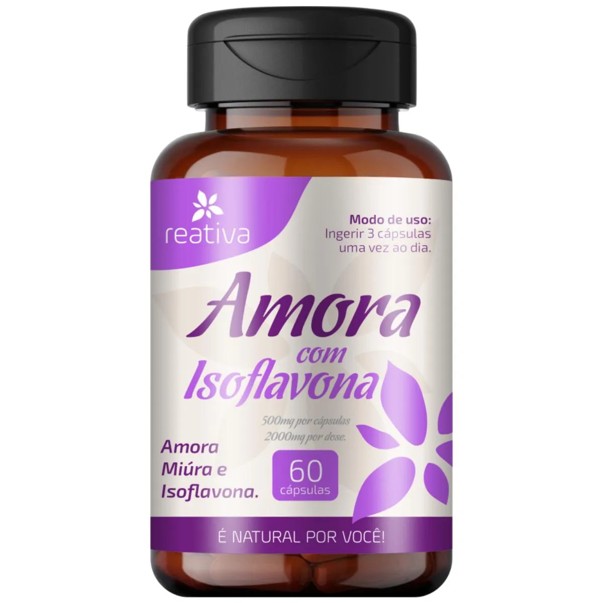 1 SUPLEMENTO AMORA COM ISOFLAVONA PARA MENOPAUSA COM 60 CáPSULAS Neutro