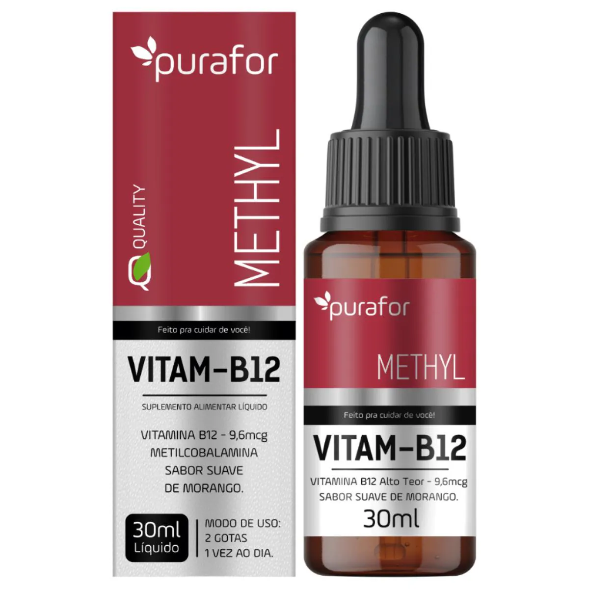 1 SUPLEMENTO ALIMENTAR VITAMINA B12 LíQUIDA METILCOBALAMINA 30ML PURAFOR Neutro