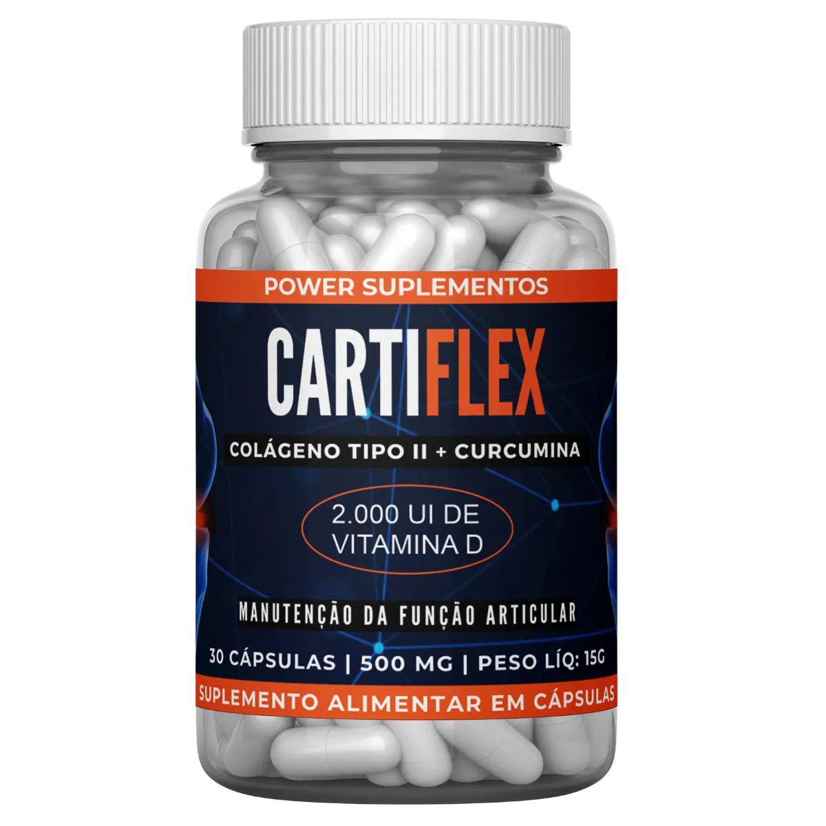 1 SUPLEMENTO CARTIFLEX COLáGENO TIPO 2 + CURCUMINA DORES ARTICULARES, JUNTAS E OSSOS COM 30 CáPSULAS Neutro