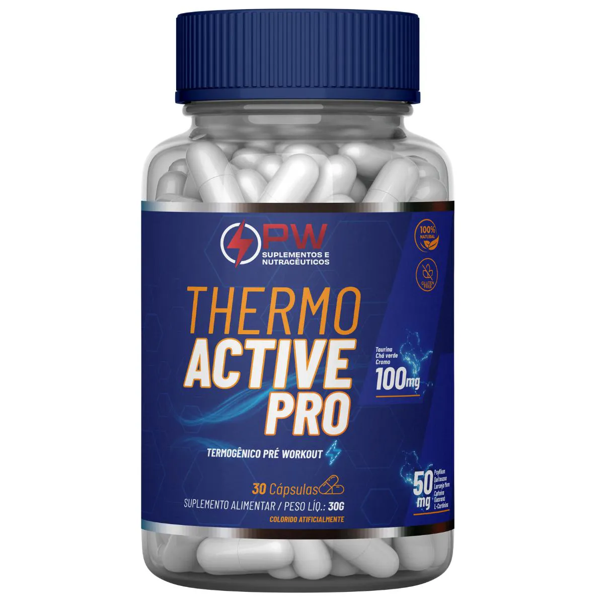 1 SUPLEMENTO THERMOGêNICO THERMO ACTIVE PRO QUEIMADOR E ACELERADOR COM 30 CáPSULAS Neutro