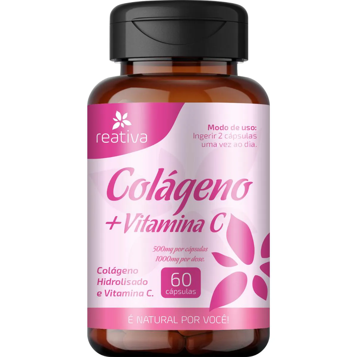 COLáGENO HIDROLISADO + VITAMINA C – 60 CáPSULAS PARA SAúDE DA PELE E BEM-ESTAR Neutro