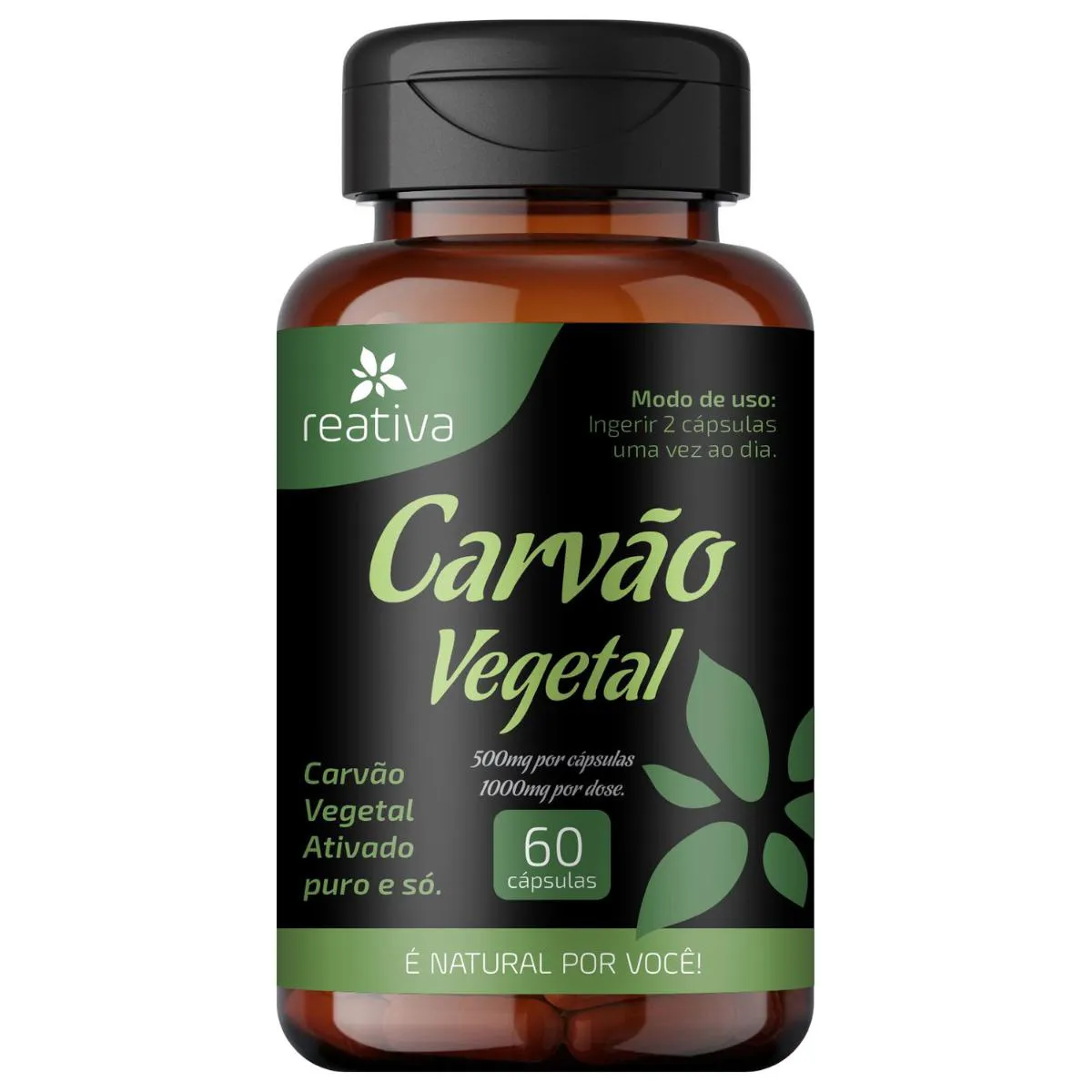 SUPLEMENTO NATURAL CARVÃO VEGETAL 60 CáPSULAS Neutro