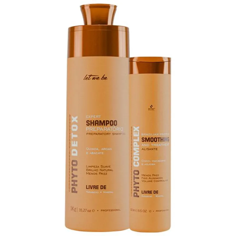 KIT ESCOVA PROGRESSIVA PHYTO COMPLEX 300ML + SHAMPOO PREPARATóRIO PHYTO DETOX 1 LITRO