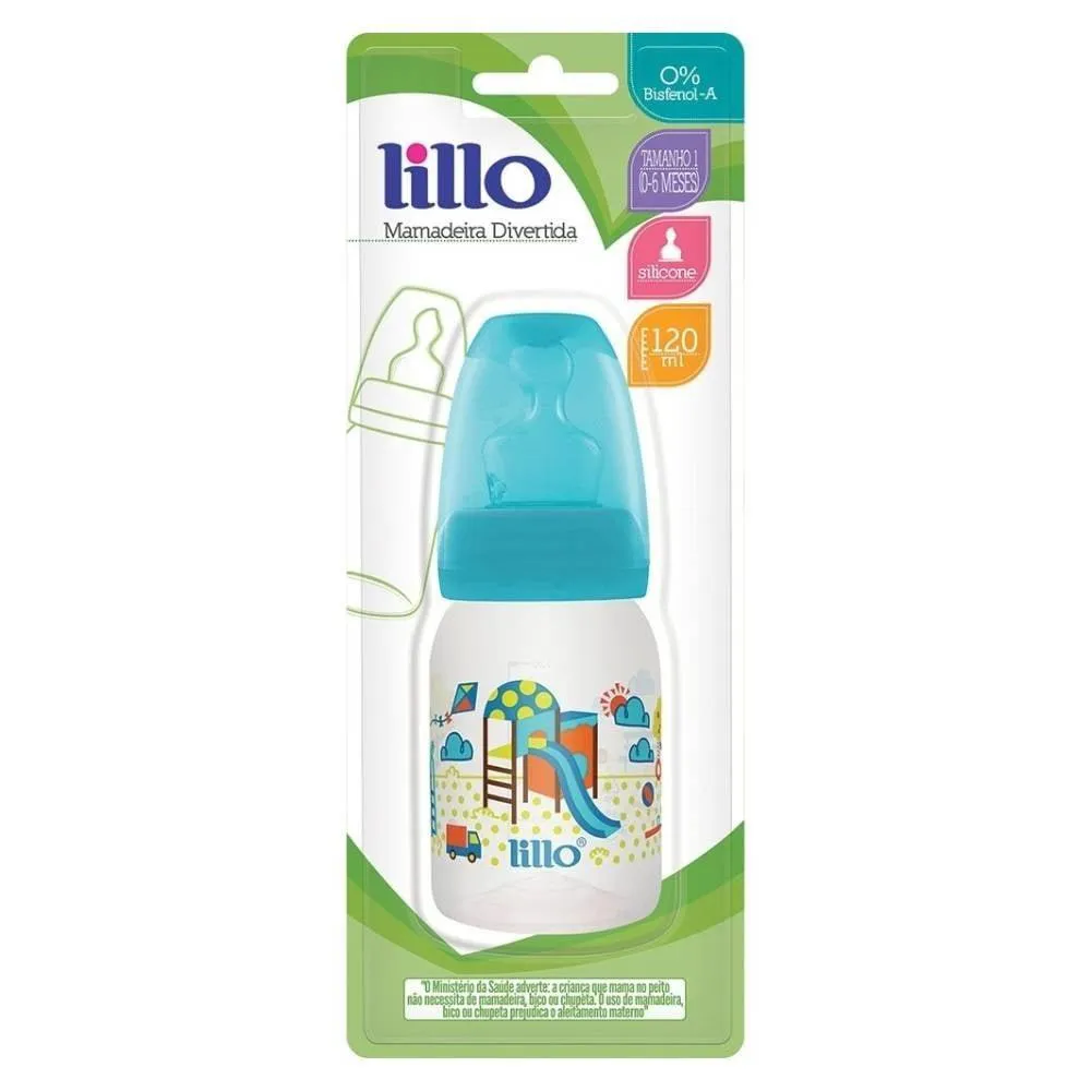 MAMADEIRA LILLO DIVERTIDA ORTO SILICONE TAMANHO 1 AZUL 120ML