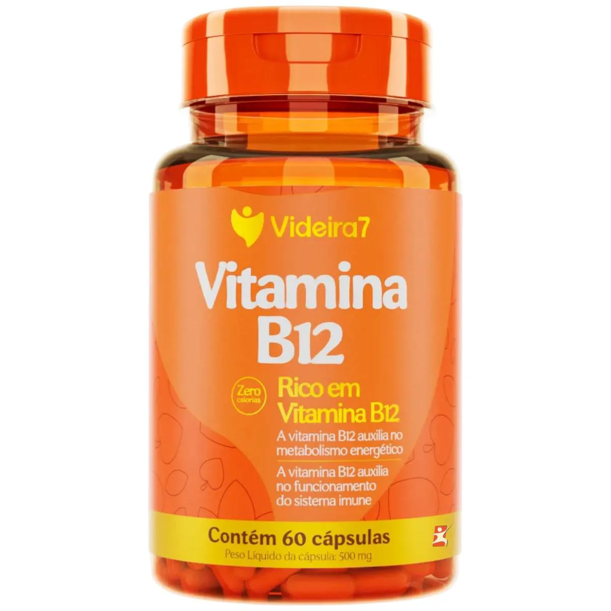 VITAMINA B12 CIANOCOBALAMINA ALTO TEOR 1 AO DIA 412% IDR 60 CAPSULAS - VIDEIRA7