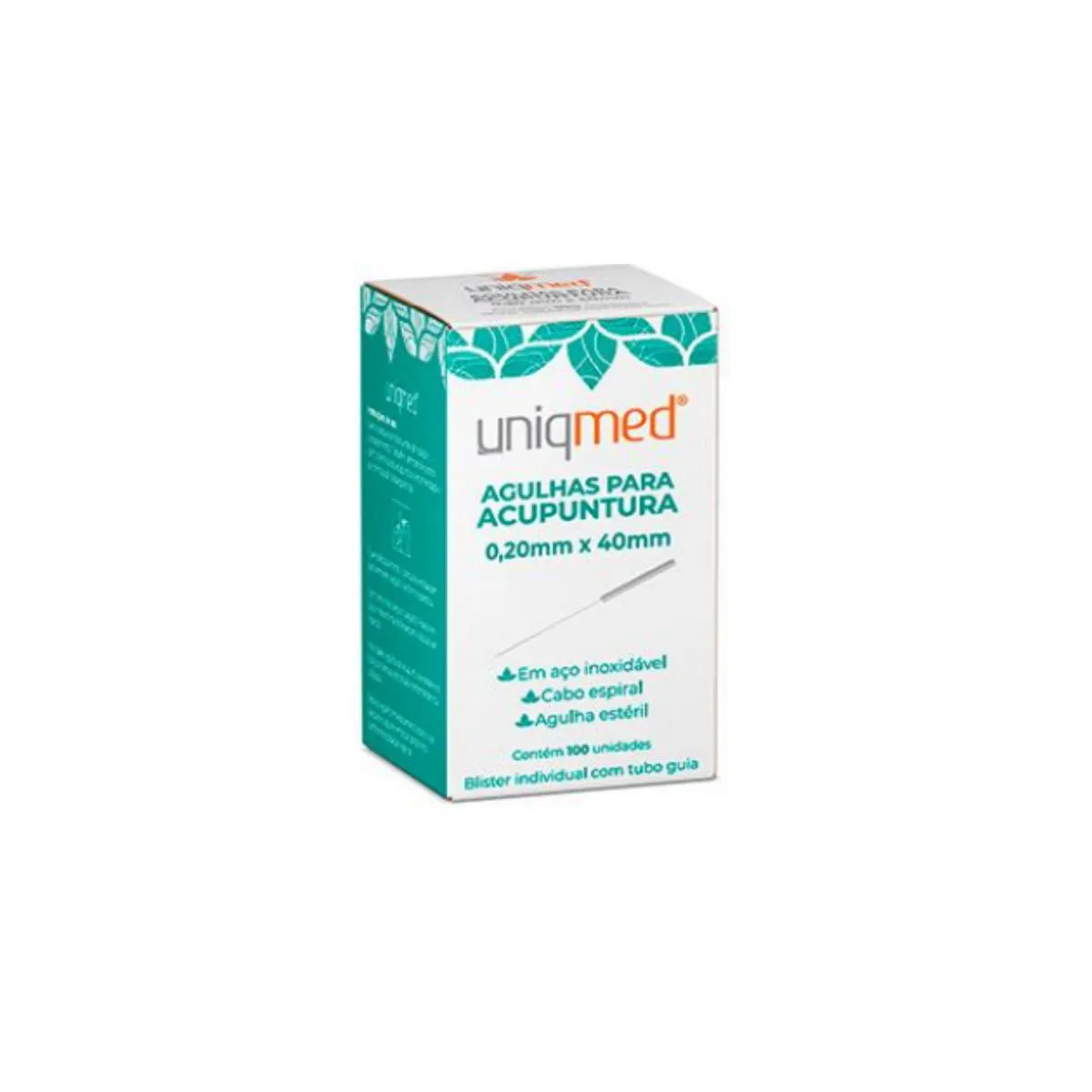 AGULHA PARA ACUPUNTURA 0,20X40 MM AçO INOX UNIQMED C/ 100UN