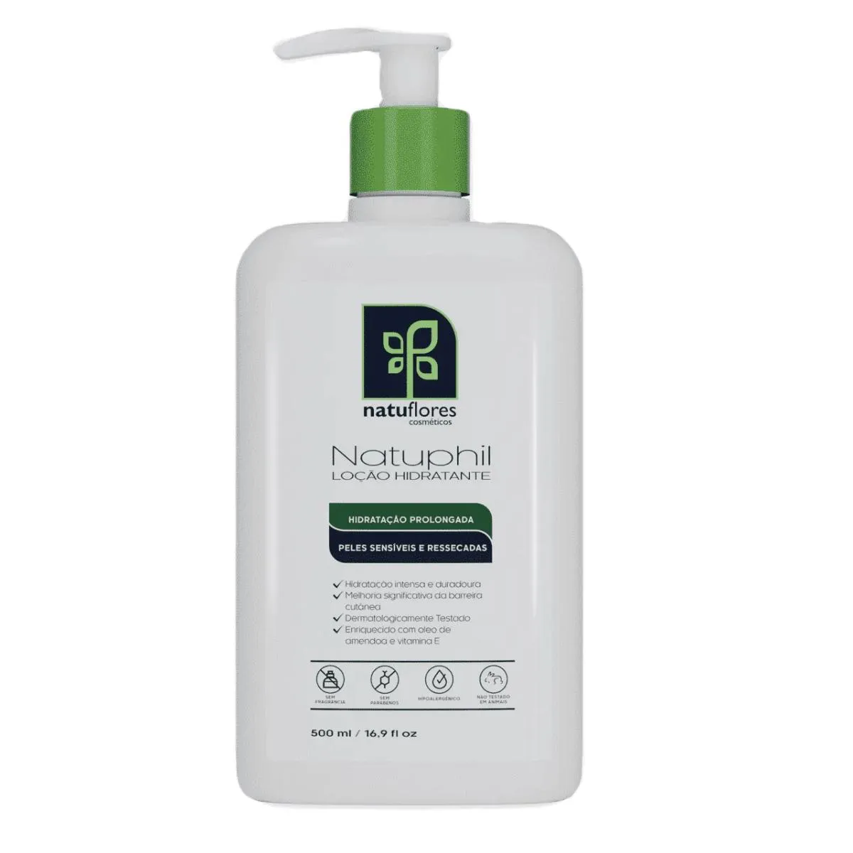 LOçãO HIDRATANTE HIPOALERGêNICA NATUPHIL CORPORAL 500ML NATUFLORES