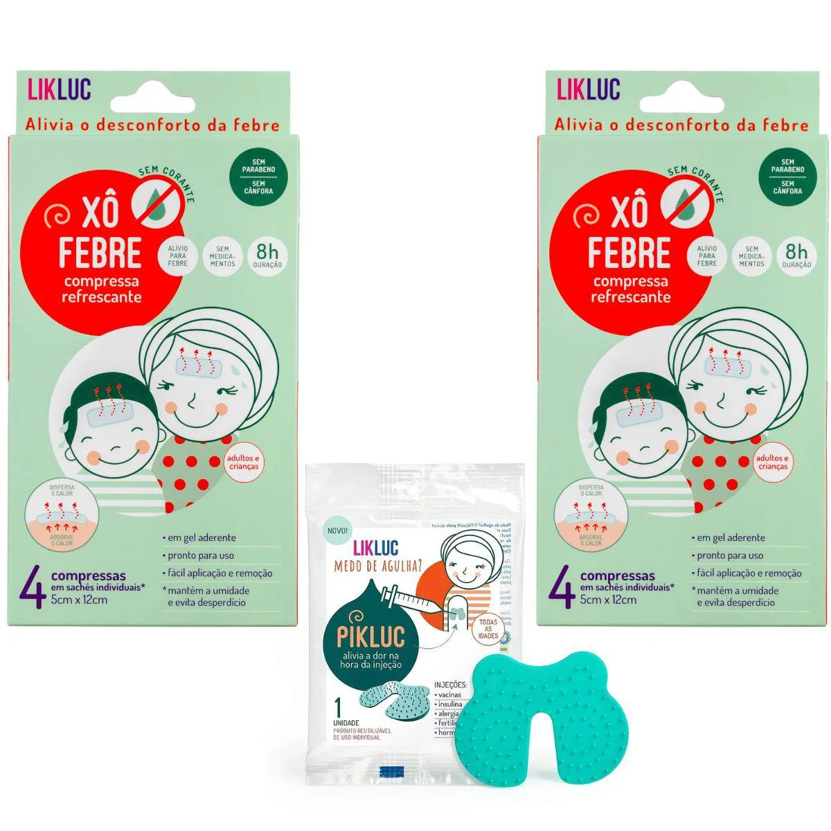 2 XÔ FEBRE + PIKLUC ALÍVIO INJEÇÃO PICADA VACINA - LIKLUC