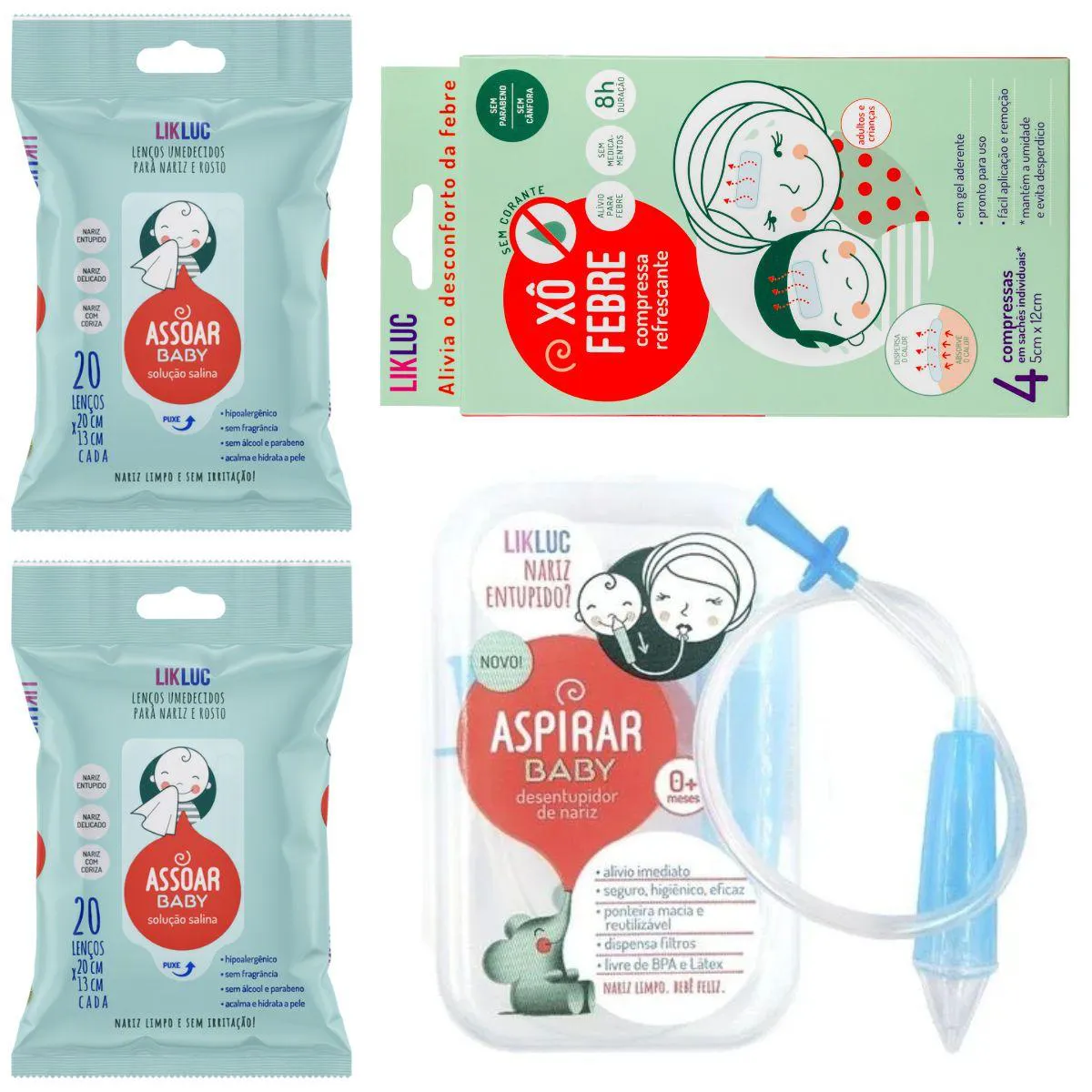 KIT ASPIRAR BABY + XÔ FEBRE +  2 ASSOAR BABY - LIKLUC
