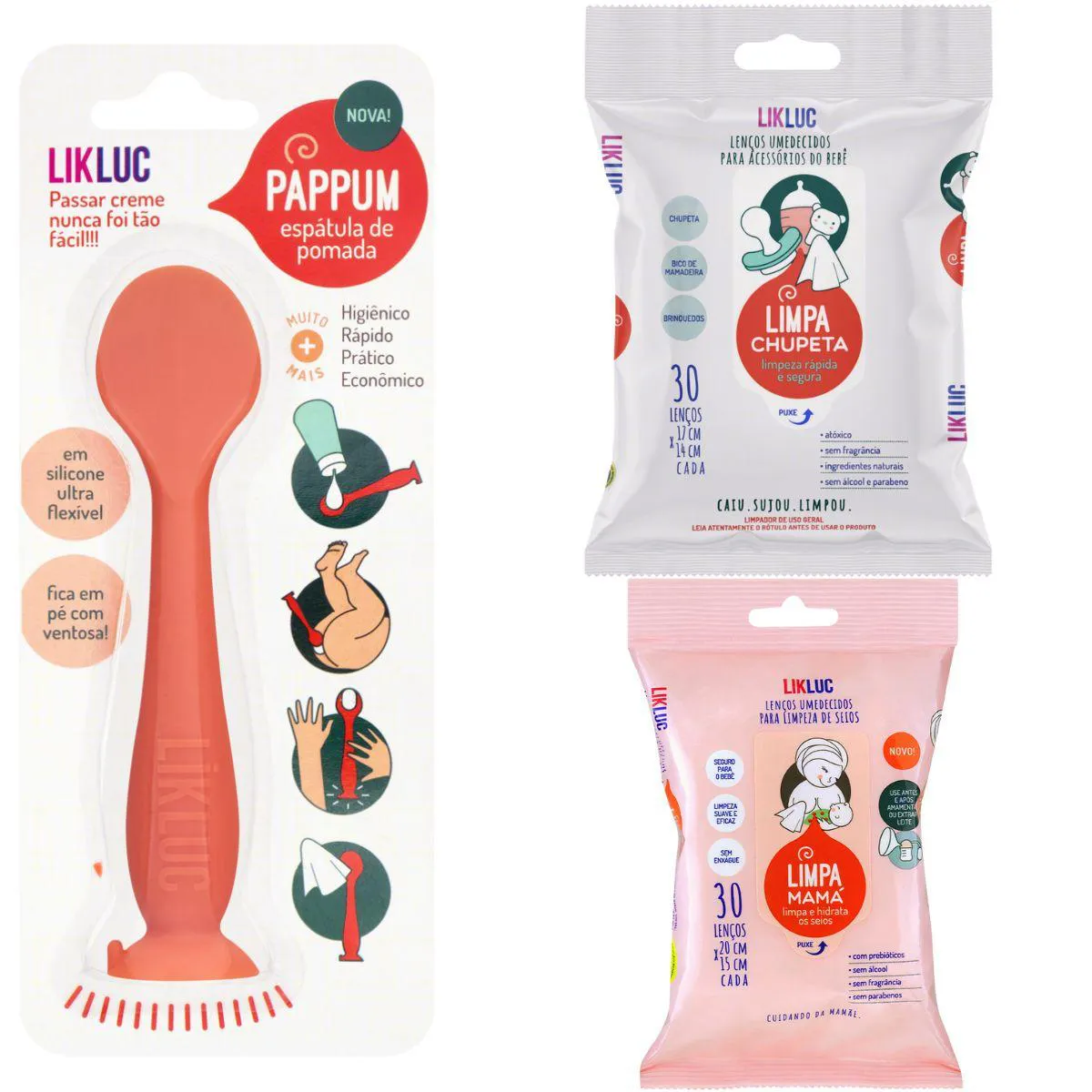 KIT LIMPA MAMÁ + PAPPUM + LIMPA CHUPETA - LIKLUC