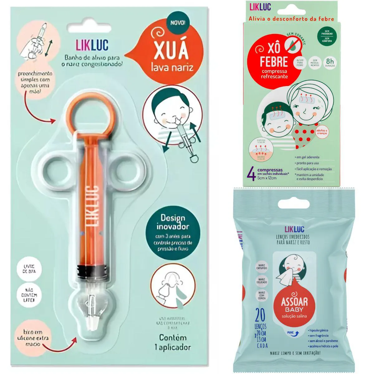 KIT XUÁ SERINGA NASAL + ASSOAR BABY + XÔ FEBRE - LIKLUC