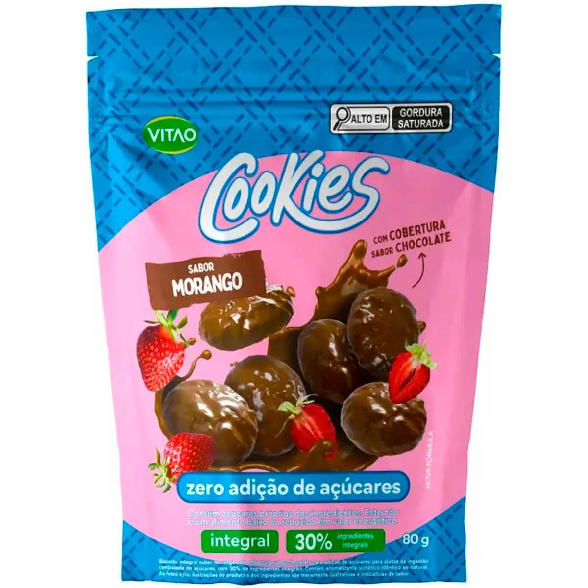 COOKIES ZERO MORANGO - COBERTO COM CHOCOLATE - ZERO AçúCAR - 80G - VITAO