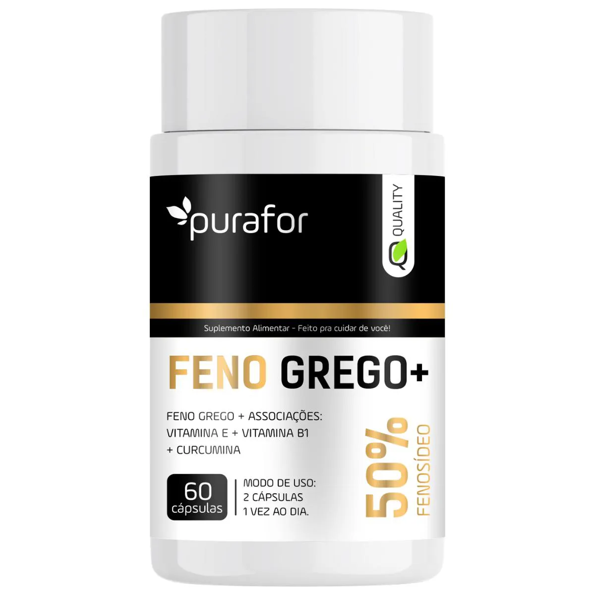 SUPLEMENTO NATURAL FENO GREGO 60 CáPSULAS - PURAFOR Neutro