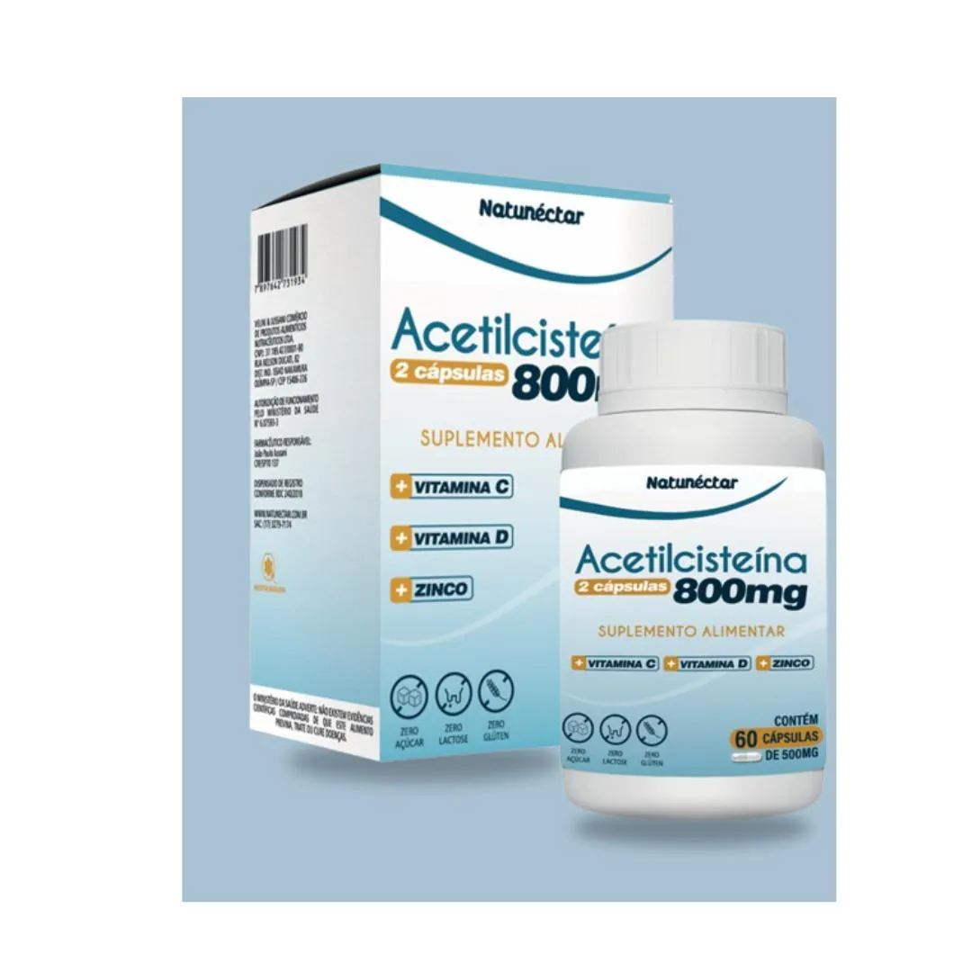 ACETILCISTEíNA - 30 CáPS. - 800MG - VITAMINA C D E ZINCO - NATUNéCTAR