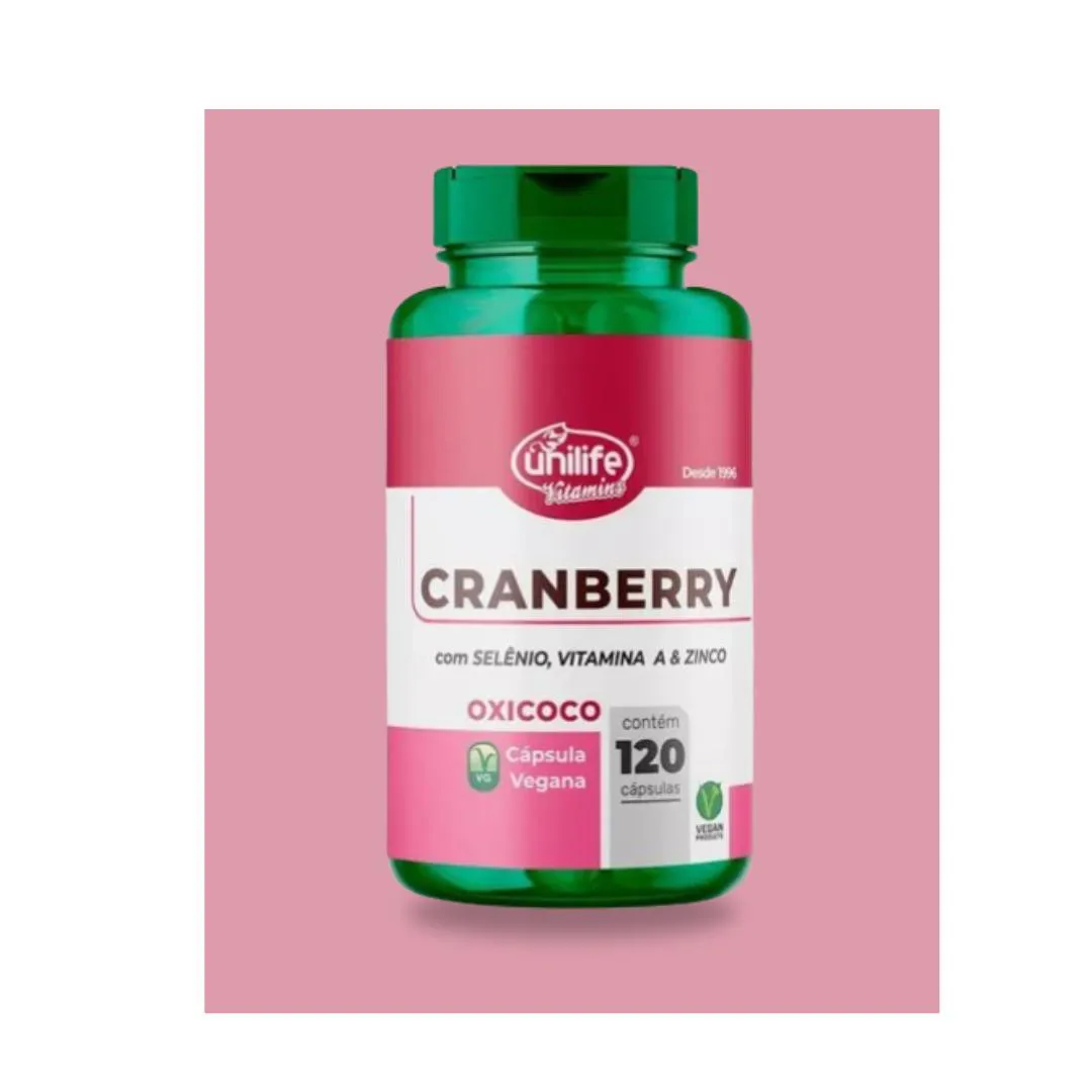 CRANBERRY COM SELêNIO, VITAMINA A E ZINCO - 500MG - 120 CáPSULAS - UNILIFE