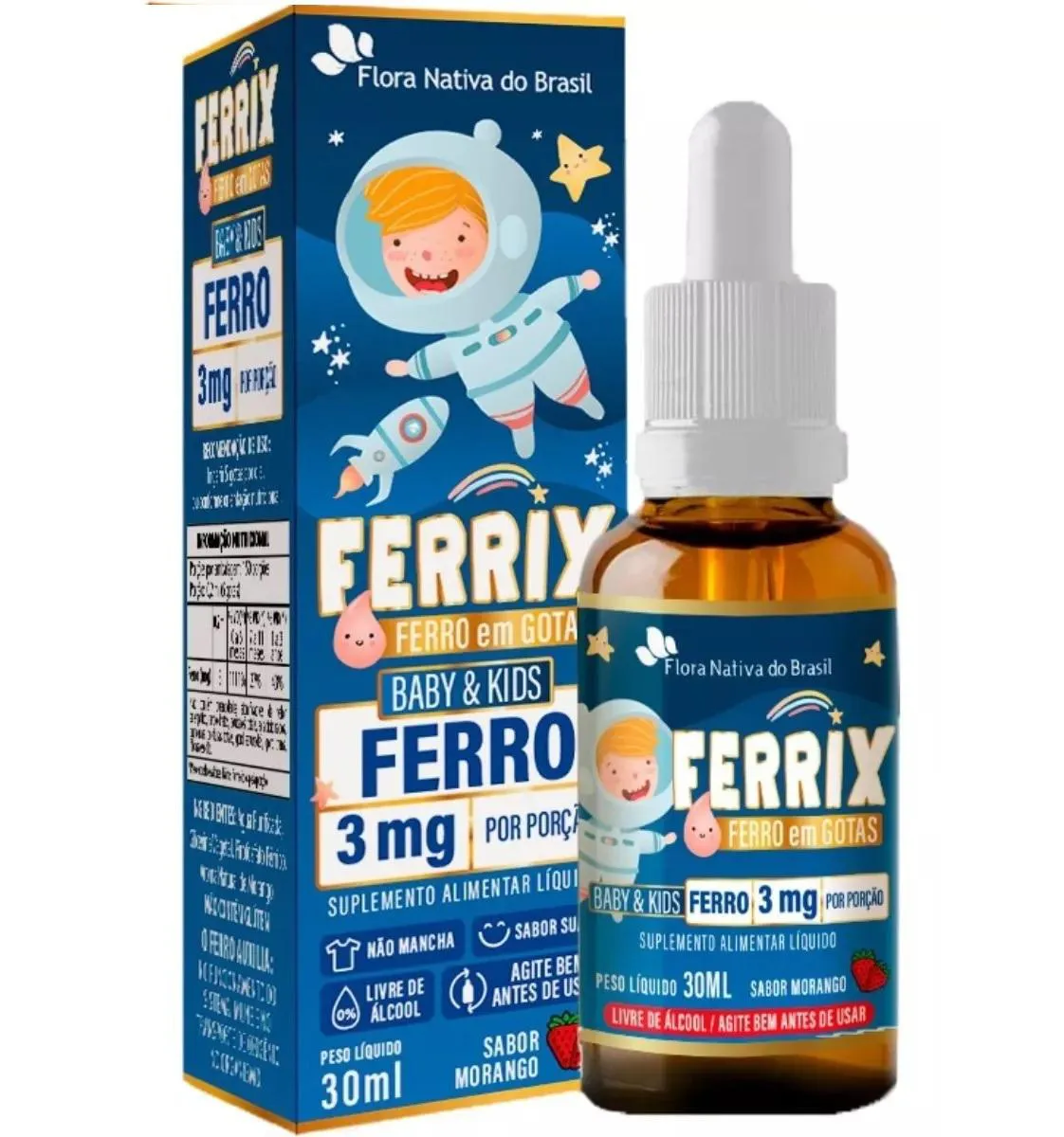FERRIX KIDS FERRO GTS 30ML SAB MORANGO FLORA NATIVA
