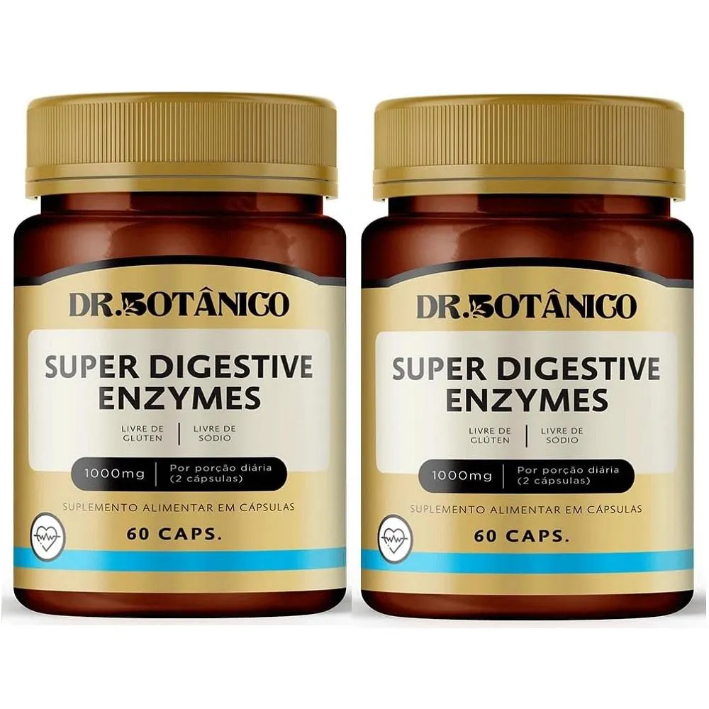 KIT 02 SUPER DIGESTIVE ENZYMES 1000MG 60CAPS DR. BOTANICO