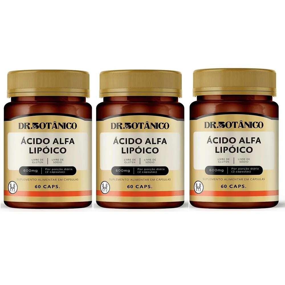 KIT 03 ACIDO ALFA LIPOLICO 600MG 60CAPS DR. BOTANICO